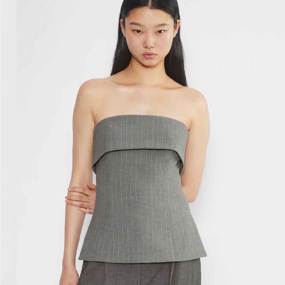 Aritzia Gray Pinstripe Element Tube Top NWT